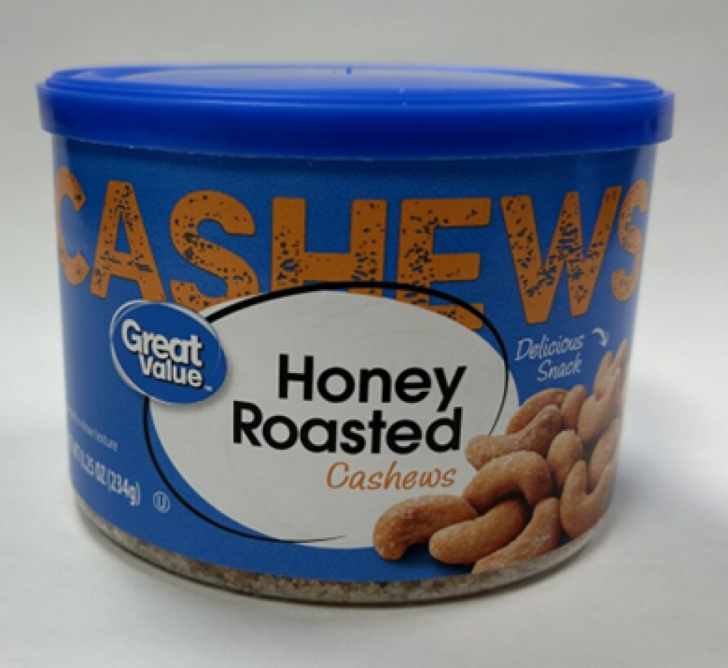Product Recall: Allergy Alert on Undeclared Coconut and Milk in Great Value Honey Roasted Cashews 8.25 Oz