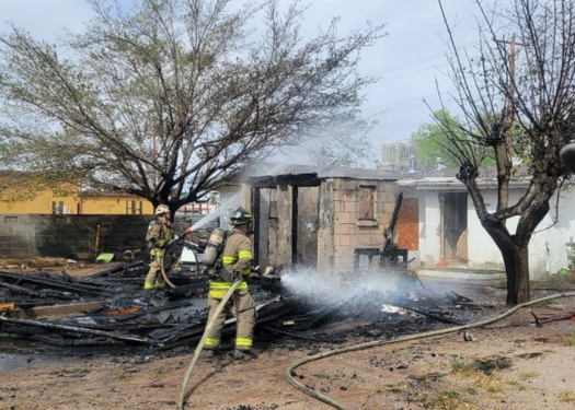 Fire destroys a shed on east Madrid Avenue in Las Cruces