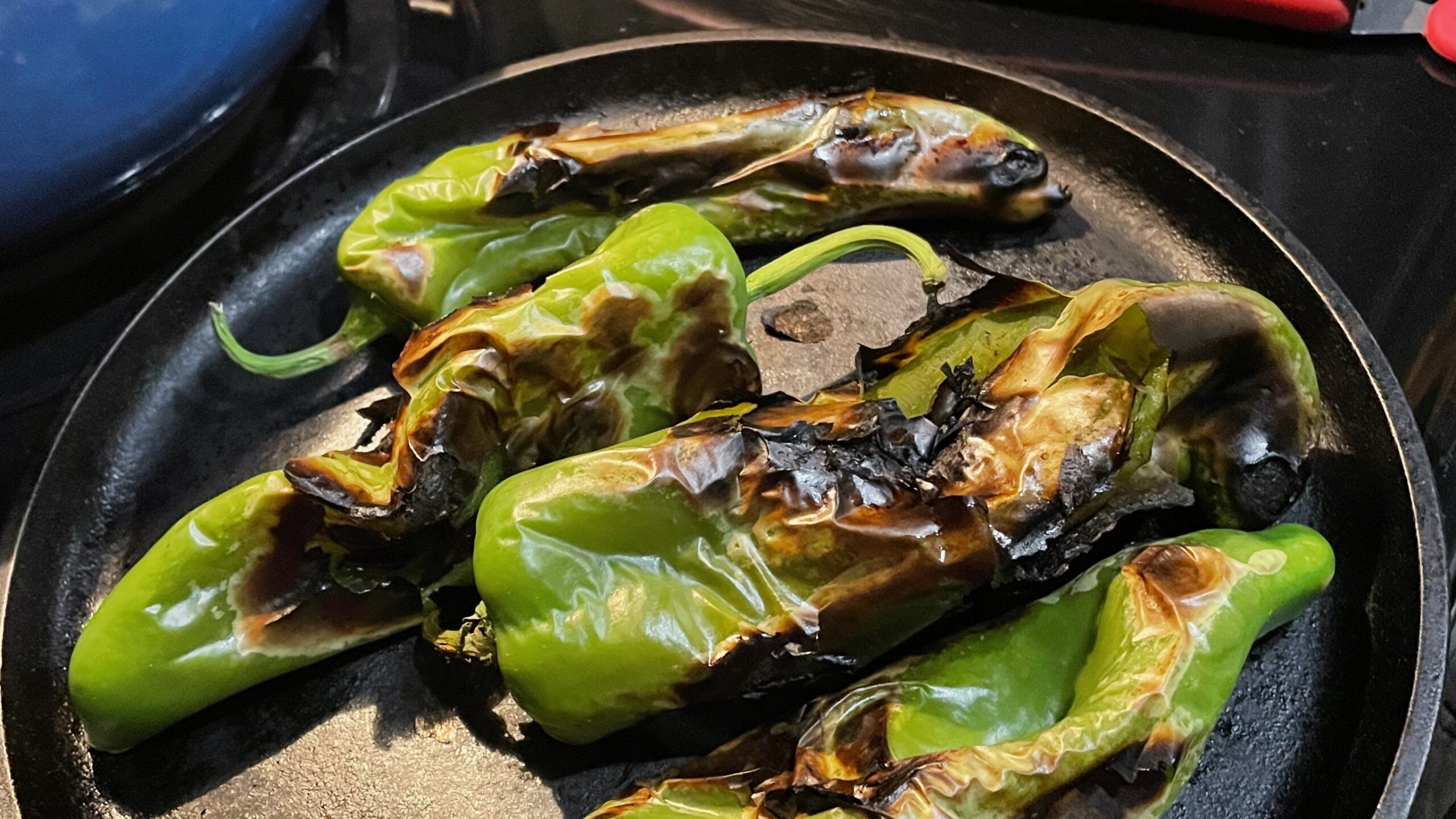 Roasting Green Chile on a Comal