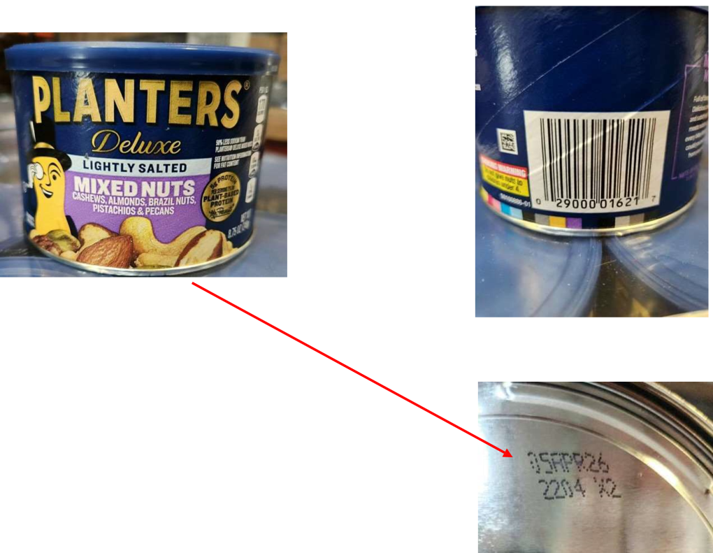 Some Planters® Honey Roasted Peanuts 4 Oz. and Planters® Deluxe Lightly Salted Mixed Nuts 8.75 Oz. RECALLED Because of Possible Health Risk