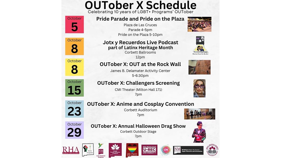 NMSU LGBT+ Programs celebrates 10 years of OUTober–Parade Scheduled for October 5