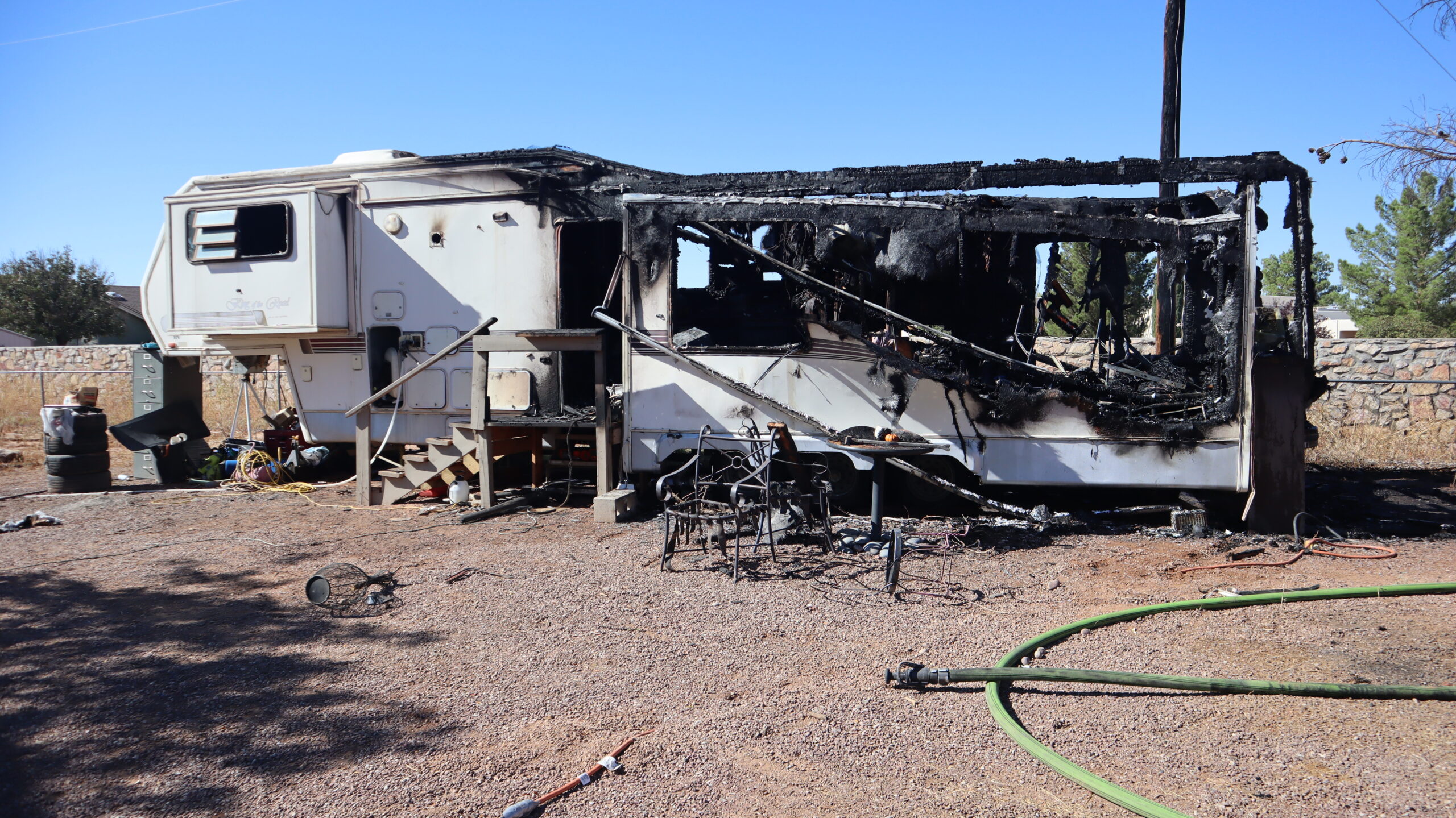 Fire Damages Travel Trailer