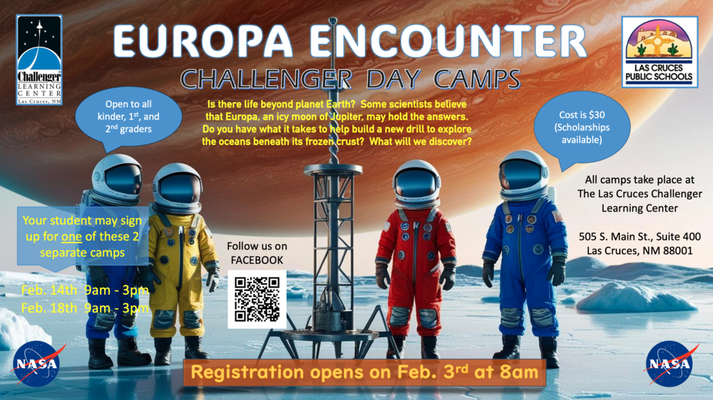 Challenger Learning Center of Las Cruces Offers “Europa Encounter Camp” February 14 & 18: [UPDATE: Both Sessions Full]