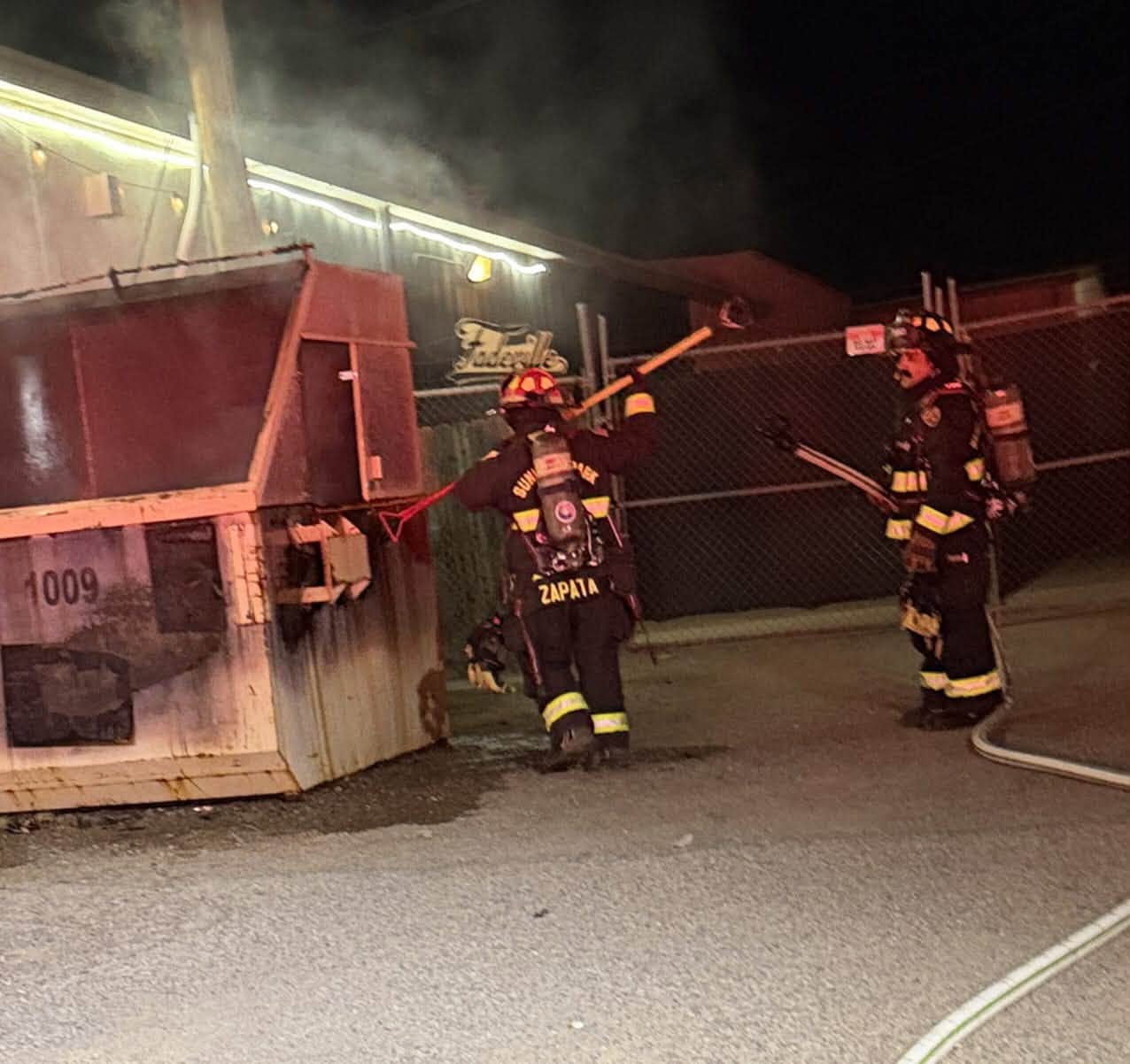 Sunland Park Fire Department Fights Dumpster Fire