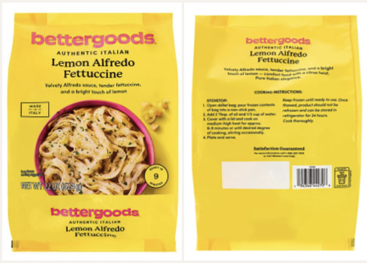 Gias Foods, Inc. Recalls Bettergoods Authentic Italian Lemon Alfredo Fettuccine Because of Possible Health Risk